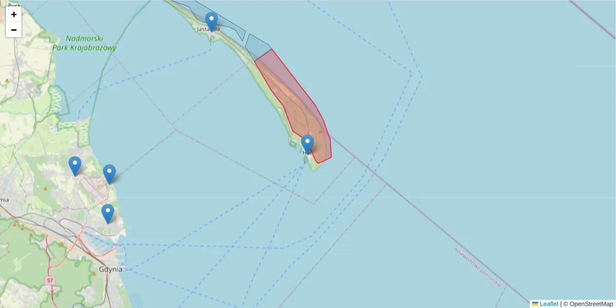 Szczegółowa mapa kodu pocztowego 84-150 z granicami, sąsiednimi kodami pocztowymi i urzędami pocztowymi