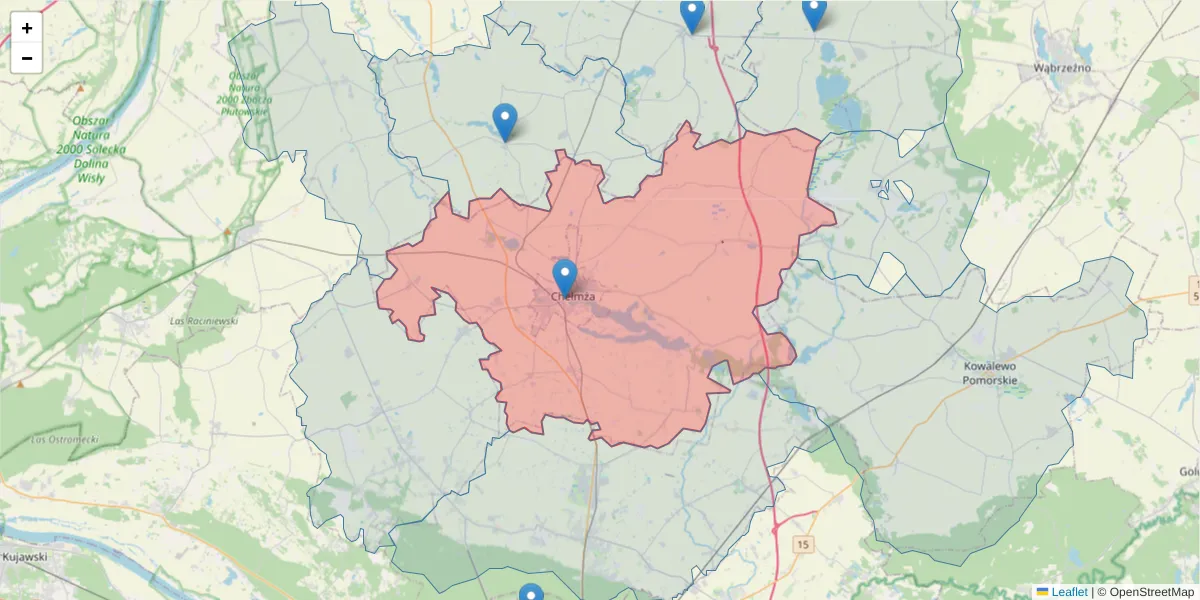 Szczegółowa mapa kodu pocztowego 87-140 z granicami, sąsiednimi kodami pocztowymi i urzędami pocztowymi