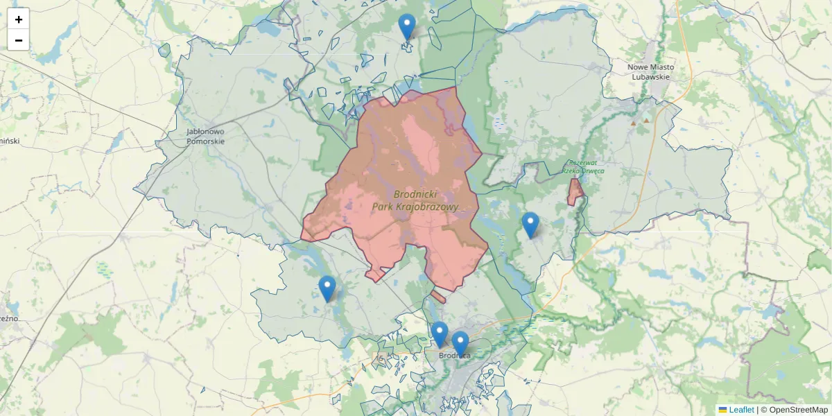 Szczegółowa mapa kodu pocztowego 87-305 z granicami, sąsiednimi kodami pocztowymi i urzędami pocztowymi