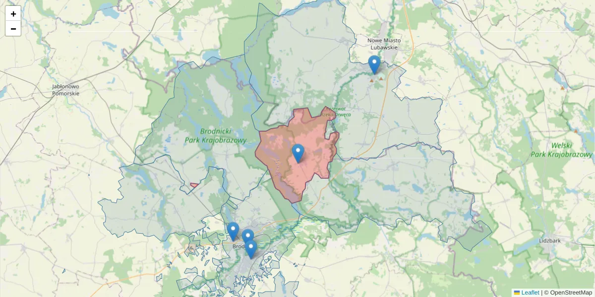 Szczegółowa mapa kodu pocztowego 87-312 z granicami, sąsiednimi kodami pocztowymi i urzędami pocztowymi