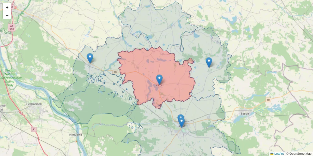 Szczegółowa mapa kodu pocztowego 87-620 z granicami, sąsiednimi kodami pocztowymi i urzędami pocztowymi