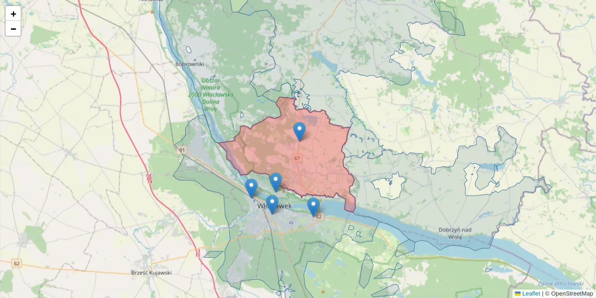 Szczegółowa mapa kodu pocztowego 87-811 z granicami, sąsiednimi kodami pocztowymi i urzędami pocztowymi
