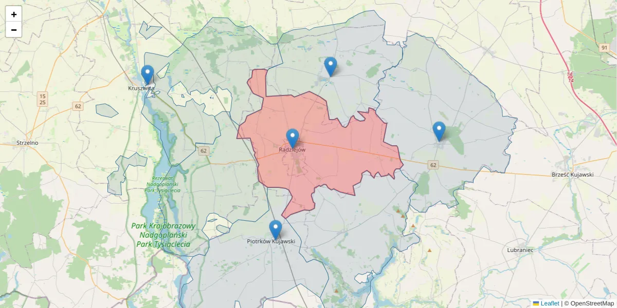 Szczegółowa mapa kodu pocztowego 88-200 z granicami, sąsiednimi kodami pocztowymi i urzędami pocztowymi