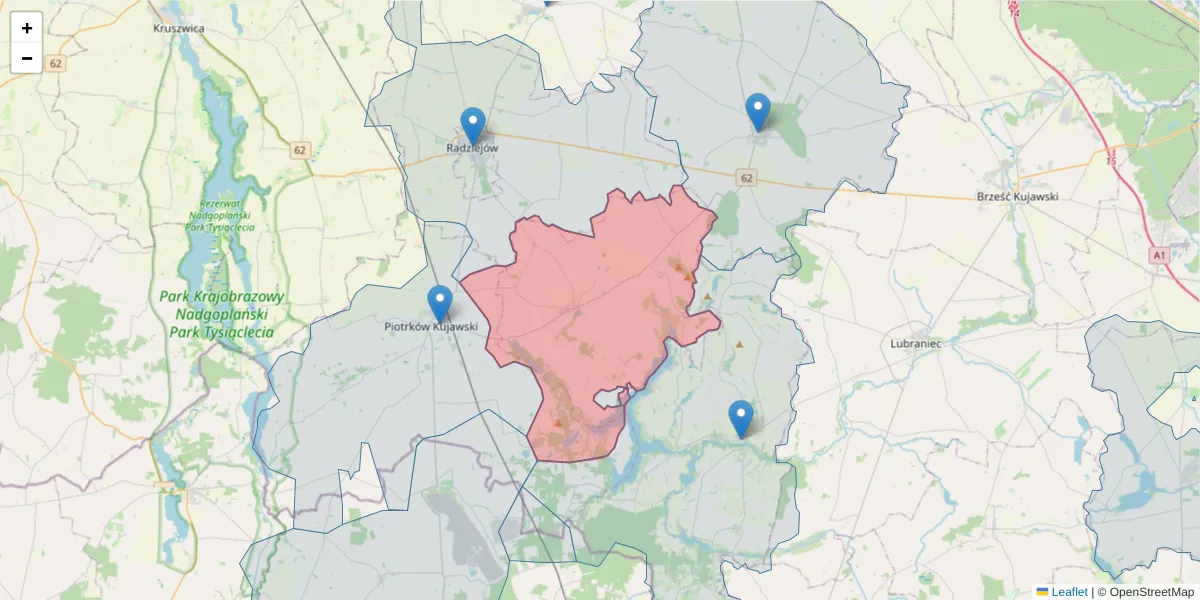Szczegółowa mapa kodu pocztowego 88-231 z granicami, sąsiednimi kodami pocztowymi i urzędami pocztowymi