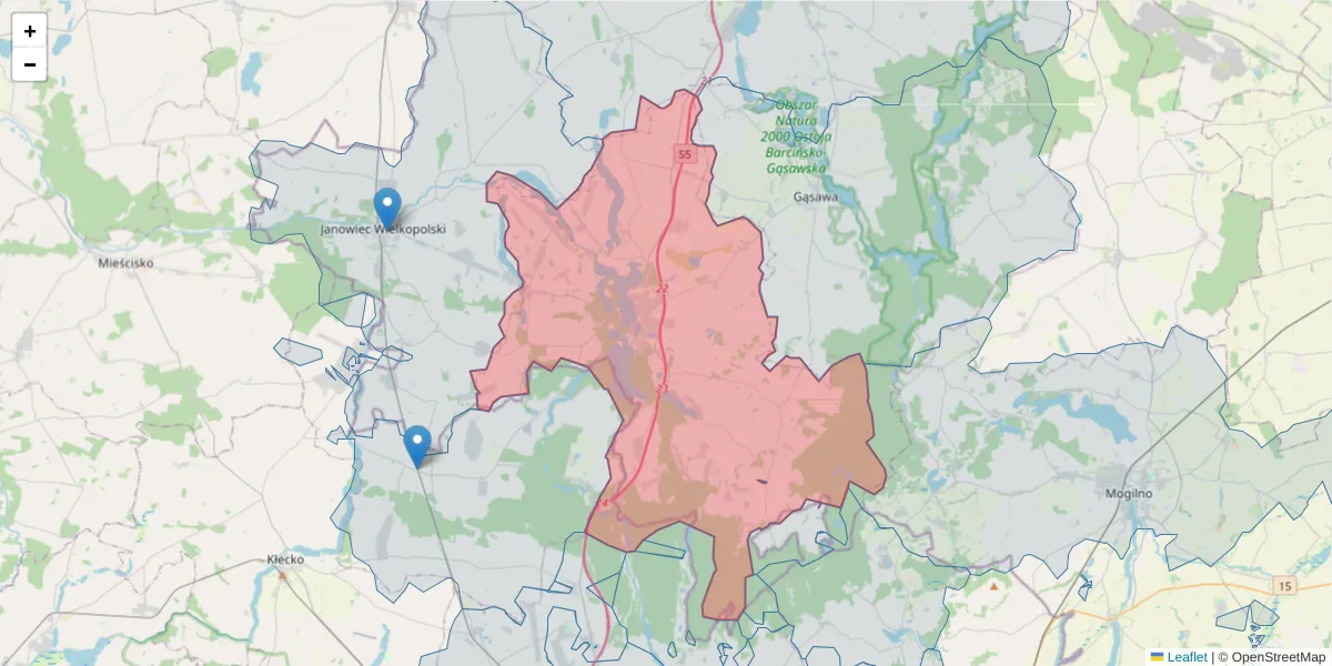Szczegółowa mapa kodu pocztowego 88-420 z granicami, sąsiednimi kodami pocztowymi i urzędami pocztowymi
