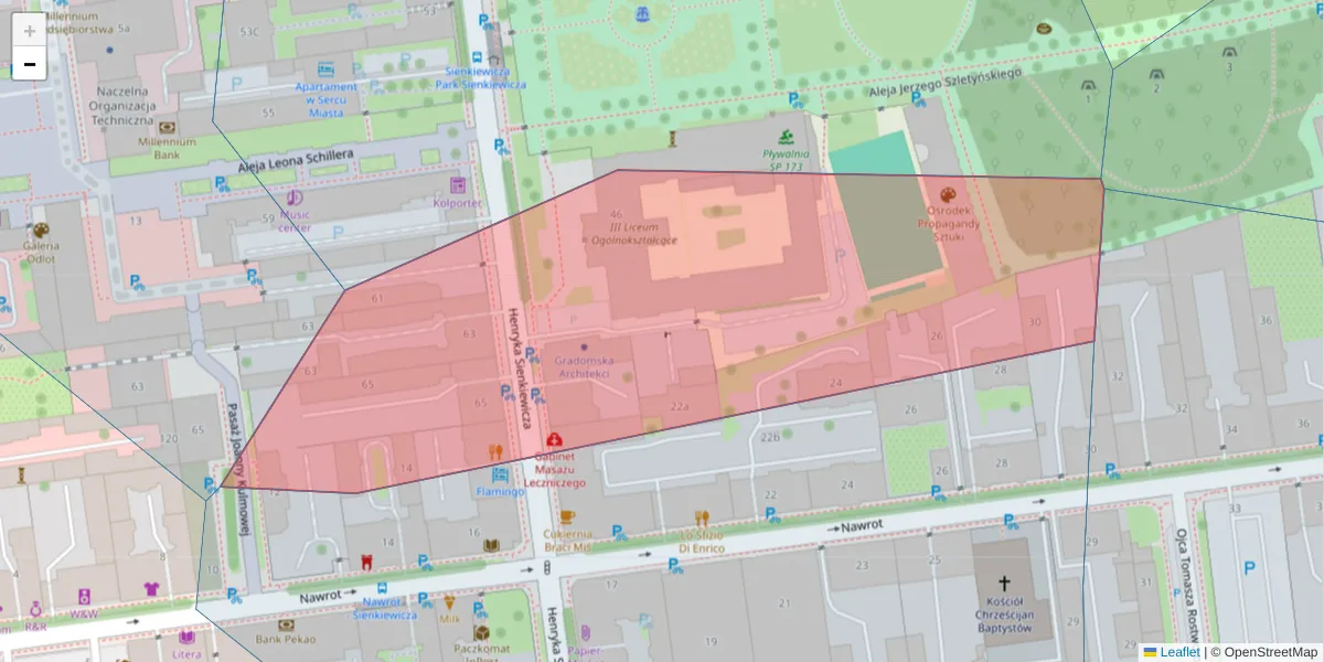 Szczegółowa mapa kodu pocztowego 90-058 z granicami, sąsiednimi kodami pocztowymi i urzędami pocztowymi