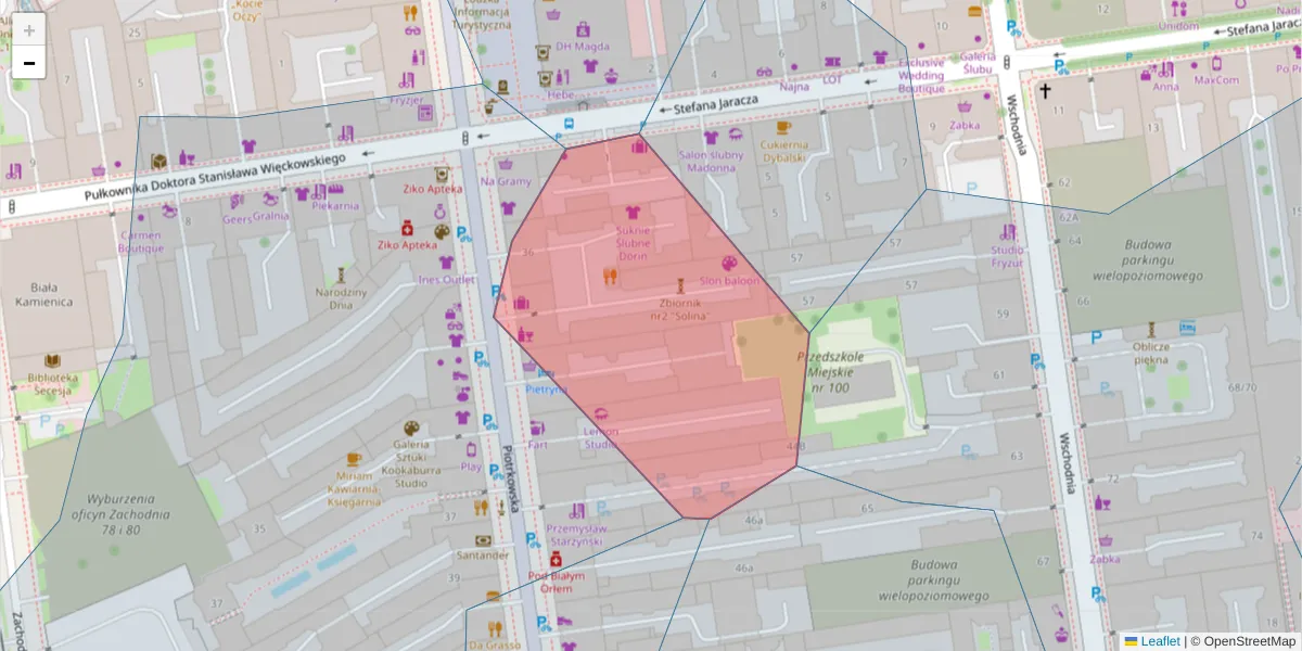 Szczegółowa mapa kodu pocztowego 90-265 z granicami, sąsiednimi kodami pocztowymi i urzędami pocztowymi