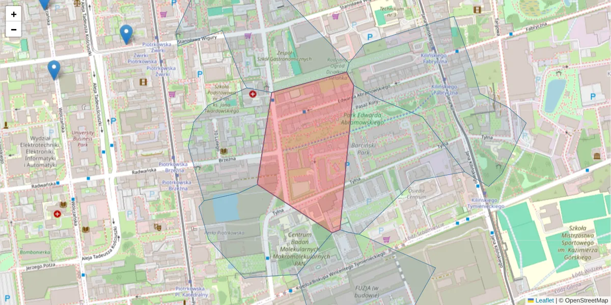 Szczegółowa mapa kodu pocztowego 90-357 z granicami, sąsiednimi kodami pocztowymi i urzędami pocztowymi