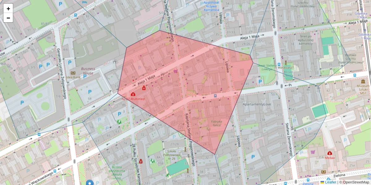 Szczegółowa mapa kodu pocztowego 90-746 z granicami, sąsiednimi kodami pocztowymi i urzędami pocztowymi