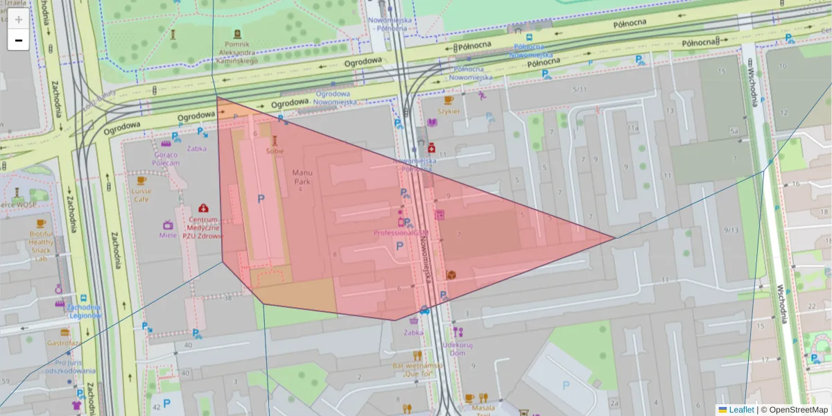 Szczegółowa mapa kodu pocztowego 91-061 z granicami, sąsiednimi kodami pocztowymi i urzędami pocztowymi