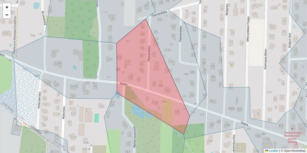 Szczegółowa mapa kodu pocztowego 91-127 z granicami, sąsiednimi kodami pocztowymi i urzędami pocztowymi