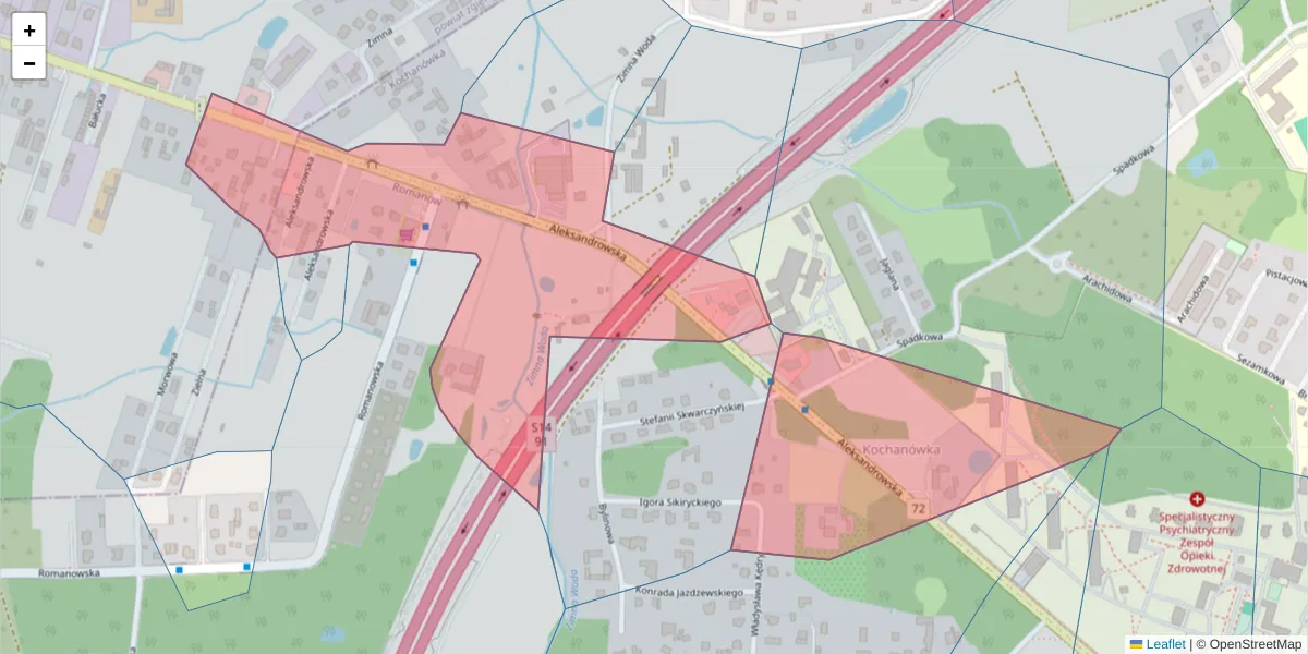 Szczegółowa mapa kodu pocztowego 91-155 z granicami, sąsiednimi kodami pocztowymi i urzędami pocztowymi