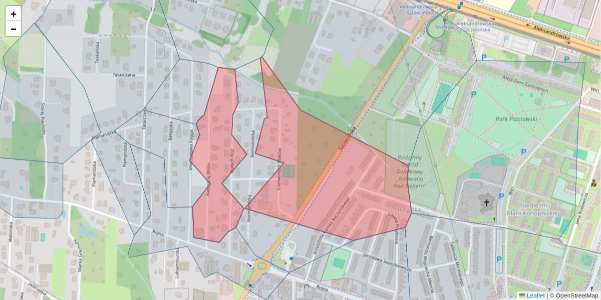 Szczegółowa mapa kodu pocztowego 91-179 z granicami, sąsiednimi kodami pocztowymi i urzędami pocztowymi