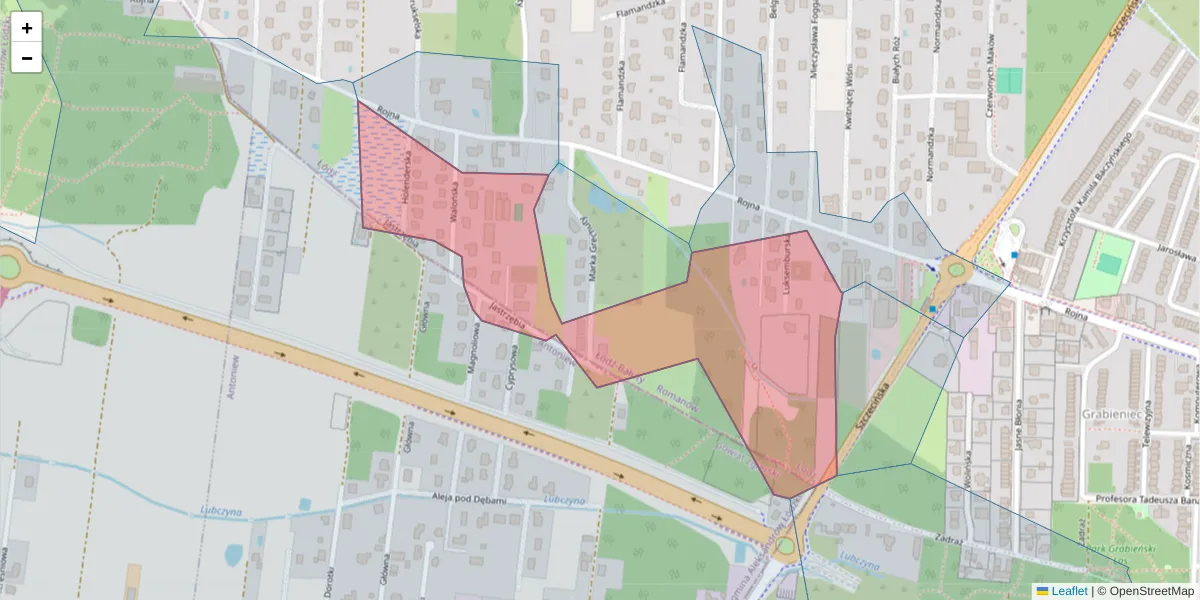 Szczegółowa mapa kodu pocztowego 91-181 z granicami, sąsiednimi kodami pocztowymi i urzędami pocztowymi