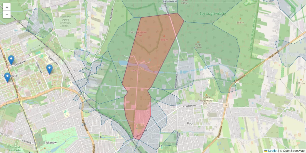 Szczegółowa mapa kodu pocztowego 91-503 z granicami, sąsiednimi kodami pocztowymi i urzędami pocztowymi