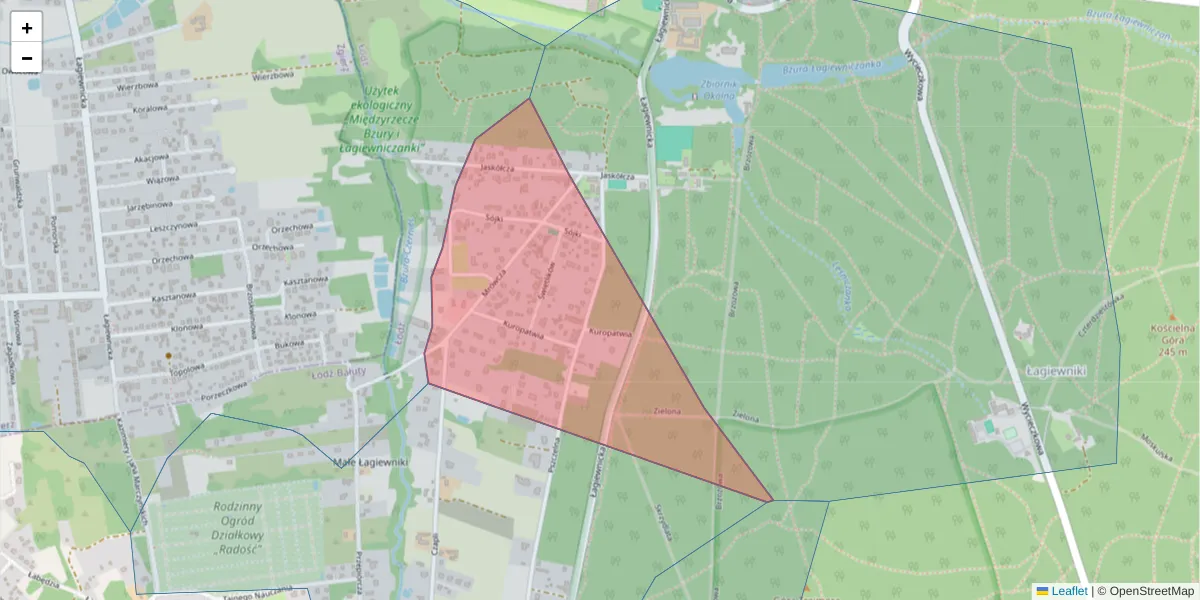 Szczegółowa mapa kodu pocztowego 91-512 z granicami, sąsiednimi kodami pocztowymi i urzędami pocztowymi
