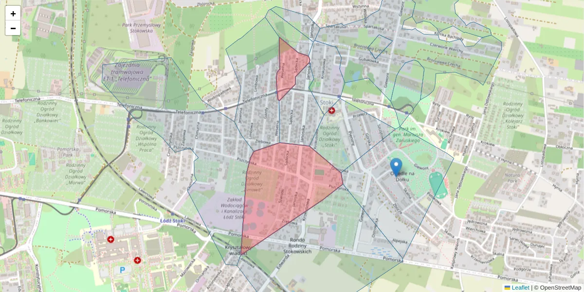 Szczegółowa mapa kodu pocztowego 92-014 z granicami, sąsiednimi kodami pocztowymi i urzędami pocztowymi