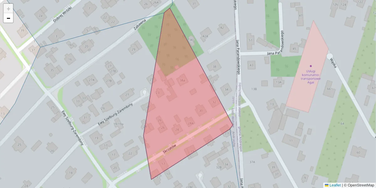 Szczegółowa mapa kodu pocztowego 92-604 z granicami, sąsiednimi kodami pocztowymi i urzędami pocztowymi