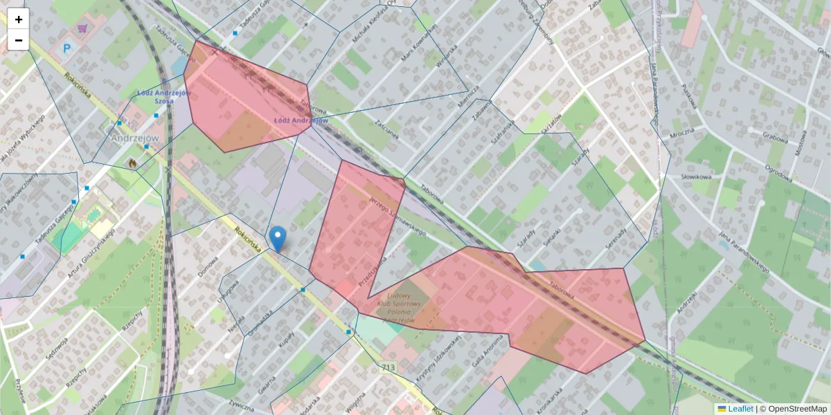 Szczegółowa mapa kodu pocztowego 92-617 z granicami, sąsiednimi kodami pocztowymi i urzędami pocztowymi