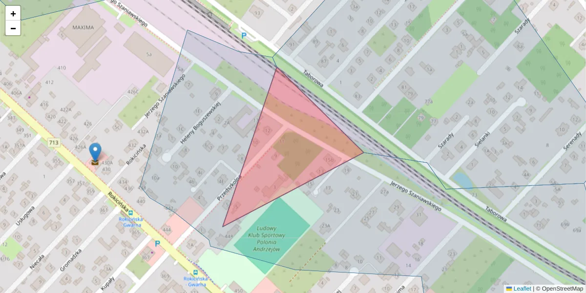 Szczegółowa mapa kodu pocztowego 92-643 z granicami, sąsiednimi kodami pocztowymi i urzędami pocztowymi