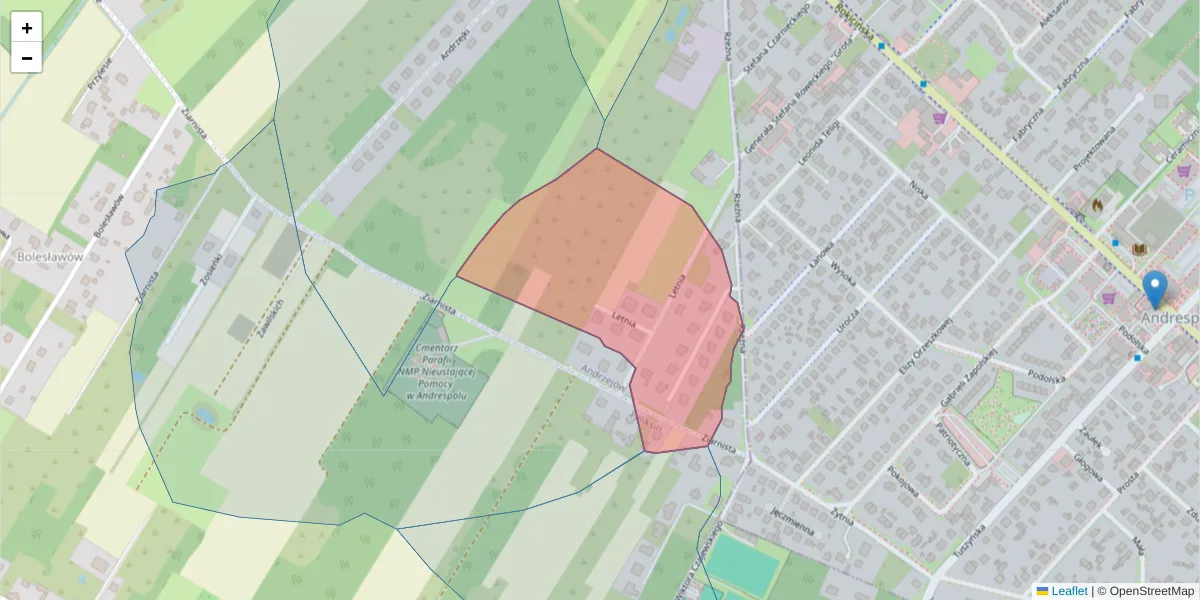 Szczegółowa mapa kodu pocztowego 92-645 z granicami, sąsiednimi kodami pocztowymi i urzędami pocztowymi