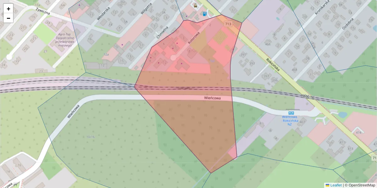 Szczegółowa mapa kodu pocztowego 92-648 z granicami, sąsiednimi kodami pocztowymi i urzędami pocztowymi