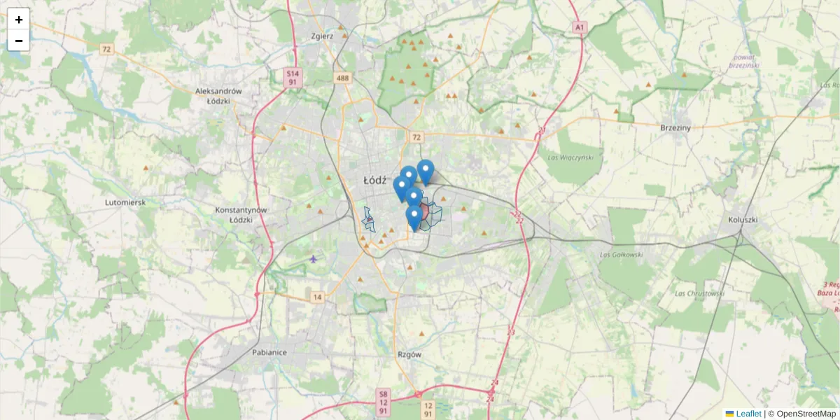Szczegółowa mapa kodu pocztowego 93-120 z granicami, sąsiednimi kodami pocztowymi i urzędami pocztowymi