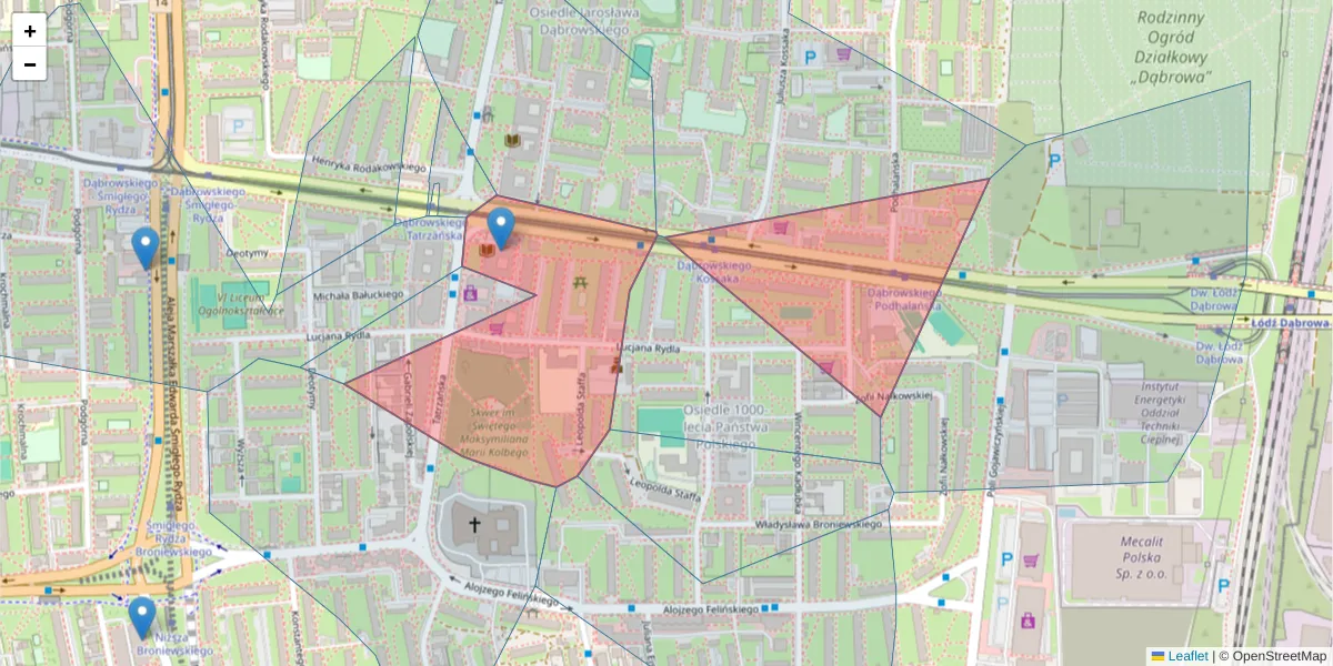 Szczegółowa mapa kodu pocztowego 93-202 z granicami, sąsiednimi kodami pocztowymi i urzędami pocztowymi