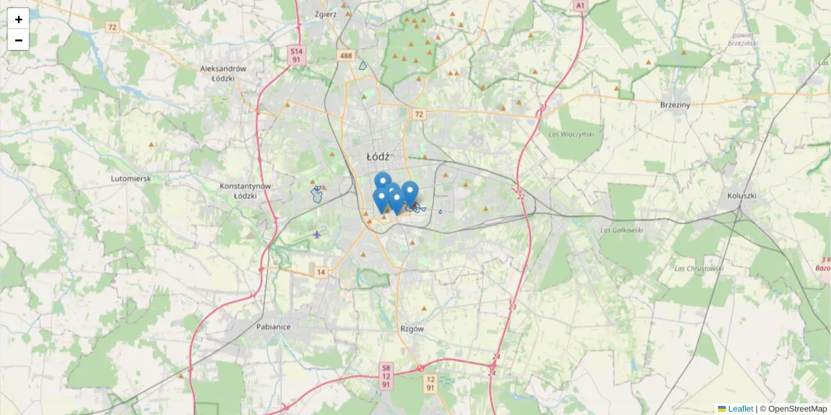 Szczegółowa mapa kodu pocztowego 93-208 z granicami, sąsiednimi kodami pocztowymi i urzędami pocztowymi