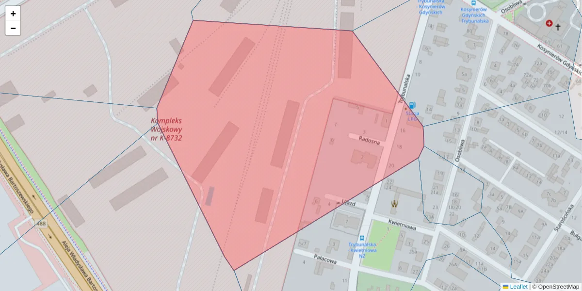 Szczegółowa mapa kodu pocztowego 93-358 z granicami, sąsiednimi kodami pocztowymi i urzędami pocztowymi