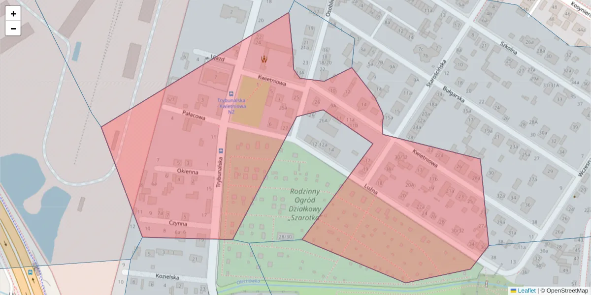 Szczegółowa mapa kodu pocztowego 93-361 z granicami, sąsiednimi kodami pocztowymi i urzędami pocztowymi