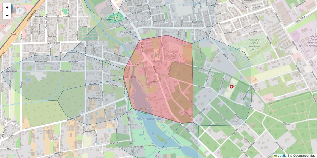 Szczegółowa mapa kodu pocztowego 93-436 z granicami, sąsiednimi kodami pocztowymi i urzędami pocztowymi