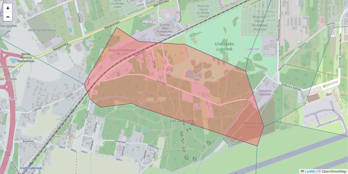Szczegółowa mapa kodu pocztowego 93-468 z granicami, sąsiednimi kodami pocztowymi i urzędami pocztowymi