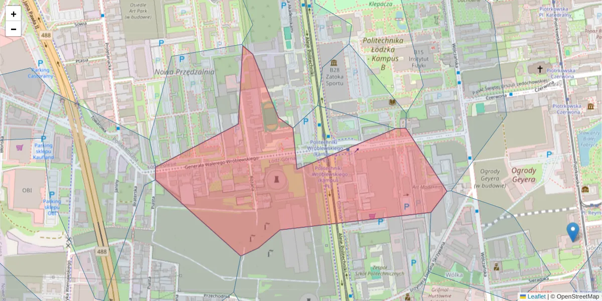 Szczegółowa mapa kodu pocztowego 93-578 z granicami, sąsiednimi kodami pocztowymi i urzędami pocztowymi