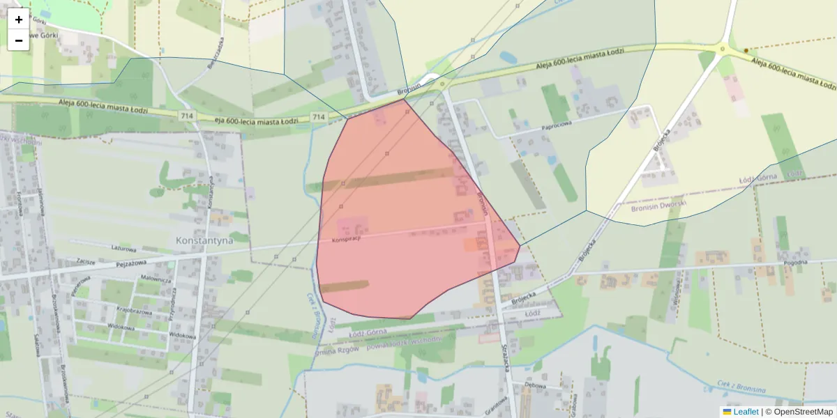 Szczegółowa mapa kodu pocztowego 93-621 z granicami, sąsiednimi kodami pocztowymi i urzędami pocztowymi