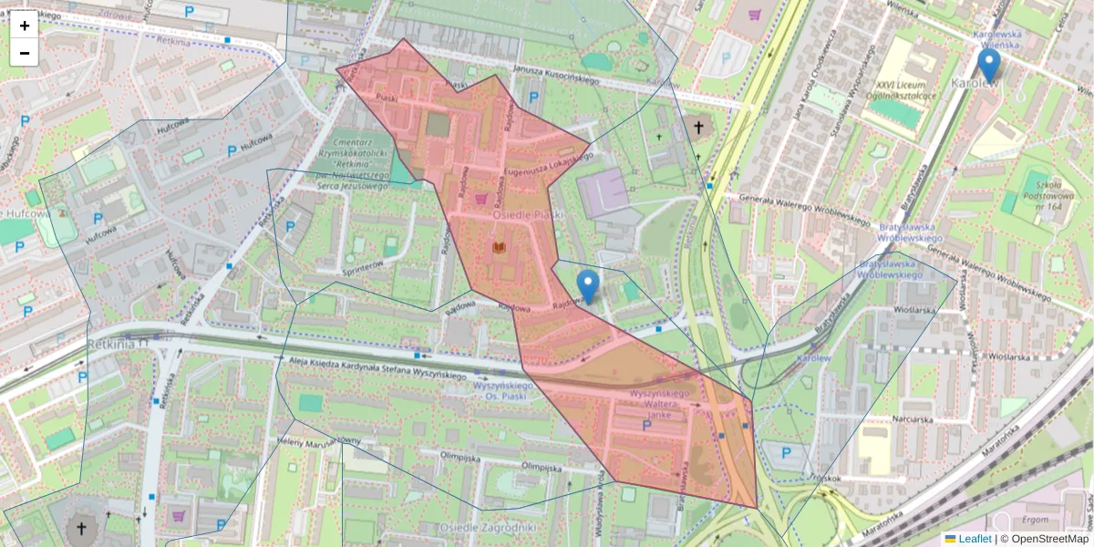 Szczegółowa mapa kodu pocztowego 94-003 z granicami, sąsiednimi kodami pocztowymi i urzędami pocztowymi