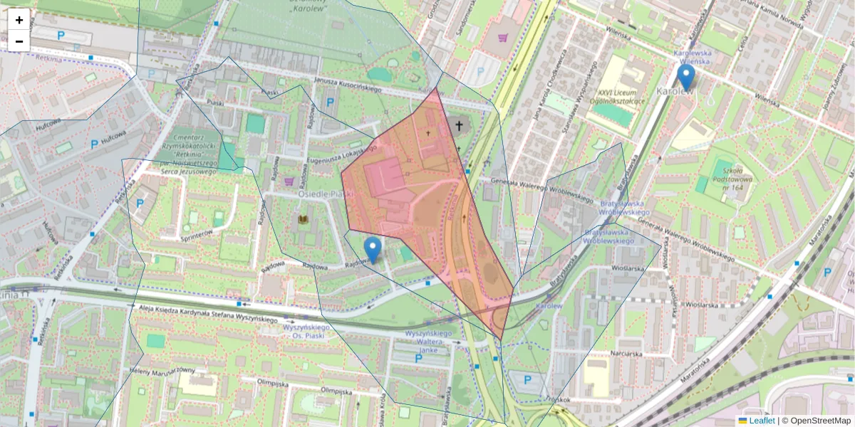 Szczegółowa mapa kodu pocztowego 94-039 z granicami, sąsiednimi kodami pocztowymi i urzędami pocztowymi