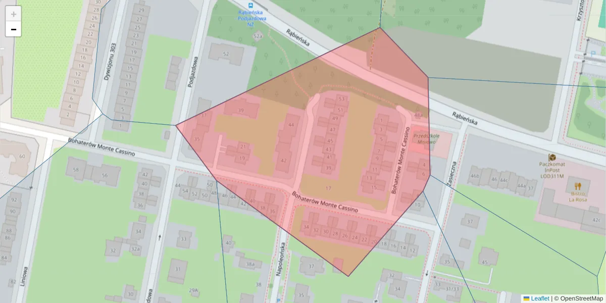 Szczegółowa mapa kodu pocztowego 94-236 z granicami, sąsiednimi kodami pocztowymi i urzędami pocztowymi