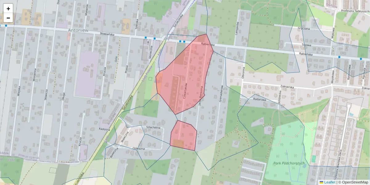Szczegółowa mapa kodu pocztowego 94-240 z granicami, sąsiednimi kodami pocztowymi i urzędami pocztowymi