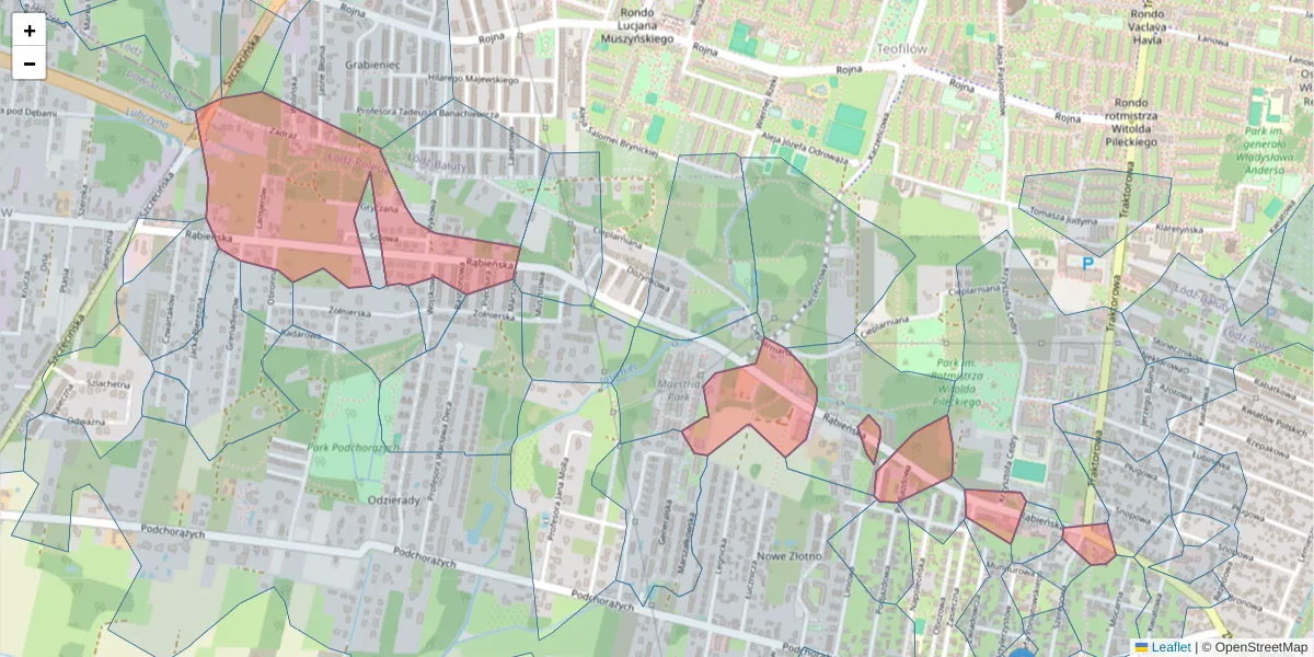 Szczegółowa mapa kodu pocztowego 94-244 z granicami, sąsiednimi kodami pocztowymi i urzędami pocztowymi