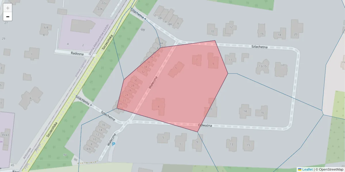 Szczegółowa mapa kodu pocztowego 94-291 z granicami, sąsiednimi kodami pocztowymi i urzędami pocztowymi