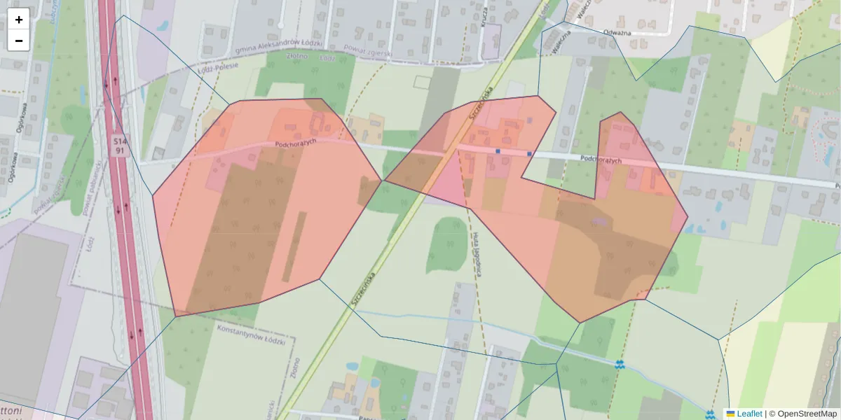 Szczegółowa mapa kodu pocztowego 94-410 z granicami, sąsiednimi kodami pocztowymi i urzędami pocztowymi