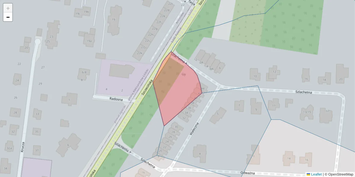 Szczegółowa mapa kodu pocztowego 94-414 z granicami, sąsiednimi kodami pocztowymi i urzędami pocztowymi