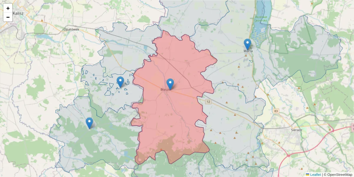 Szczegółowa mapa kodu pocztowego 98-235 z granicami, sąsiednimi kodami pocztowymi i urzędami pocztowymi