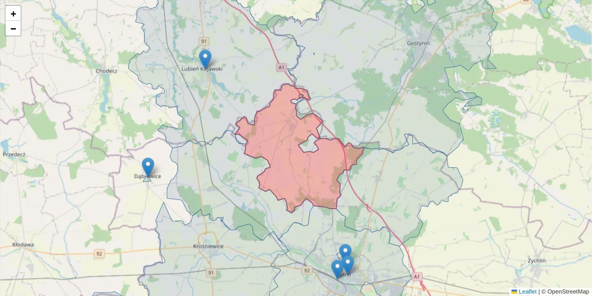 Szczegółowa mapa kodu pocztowego 99-306 z granicami, sąsiednimi kodami pocztowymi i urzędami pocztowymi