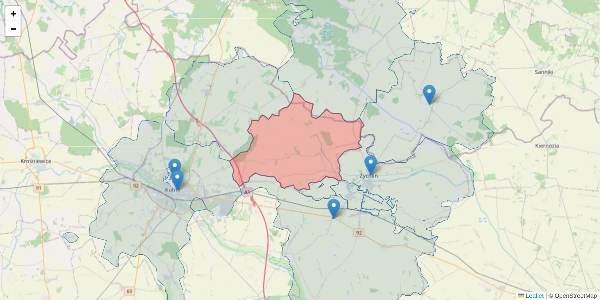 Szczegółowa mapa kodu pocztowego 99-322 z granicami, sąsiednimi kodami pocztowymi i urzędami pocztowymi