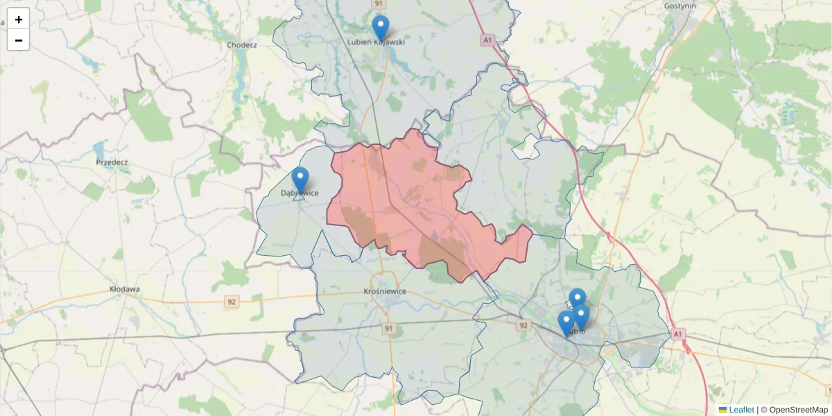 Szczegółowa mapa kodu pocztowego 99-350 z granicami, sąsiednimi kodami pocztowymi i urzędami pocztowymi